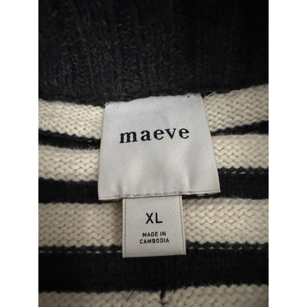 Anthropologie Maeve Chandler Sweater Womens XL Black Cream Boxy Minimalist Chic - Picture 11 of 14
